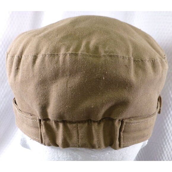 Cardani Womens Brown Canvas Newsboy Cap With Decorative Buckle - Picture 3 of 7